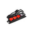 Gumová prodlužovačka s vypínačem, 3 zásuvky, 3m