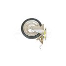 Rubberized swivel metal wheel with brake and roller bearing 250x50 KMG