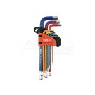 Allen wrenches with ball 1,5-10mm 9pcs color