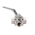 3-way hydraulic ball valve 3/2-1/2"BSP with mounting holes 500 bar