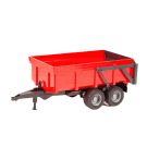 Two-axle red tipper trailer