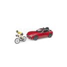 Roadster red with mountain bike and cyclist