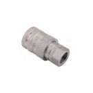 Hydraulic quick connector, socket with pressure eliminator, EURO internal thread