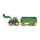 John Deere tractor with trailer and loader