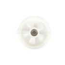 White wheel with recessed ball bearings.