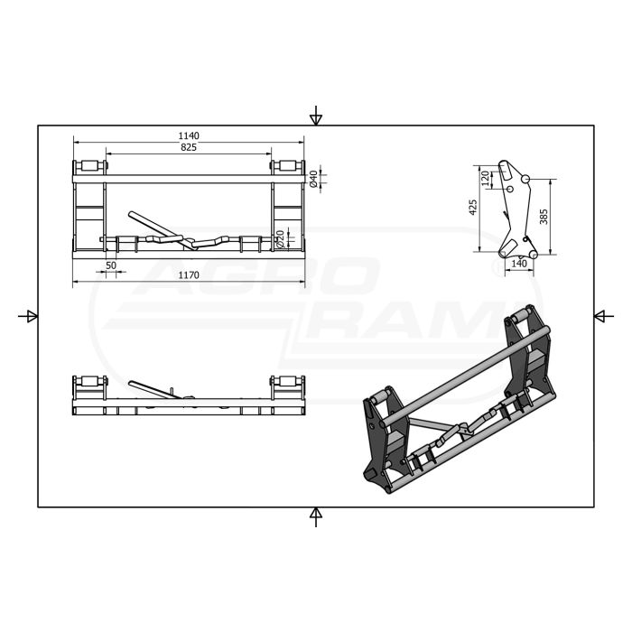 EURO-NORM frame quick assembly cat.2 cat.3 2000kg