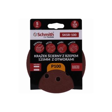 Brúsny kotúč na suchý zips 125mm s otvorom P100 5 kusov