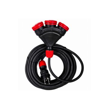 HI-TEK gumená predlžovacia šnúra 3 zásuvky 3x2,5mm2 10m IP54