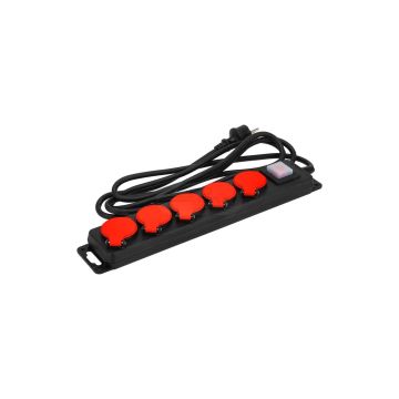 Gumová predlžovačka s vypínačom, 5 zásuviek, 5m SCHMITH