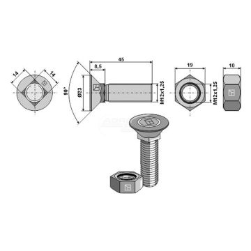 ŠROUB S MATICE M12X45 IND