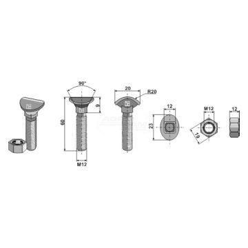 ŠROUB KULTIVÁTORU M12X60 8,8 IND