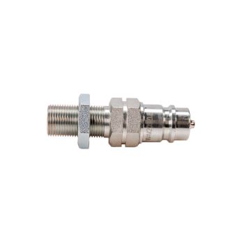 Hydraulic quick connector, long plug with pressure eliminator M20x1.5 external thread EURO (ISO 7241-A)