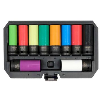 Sada nástrčných kľúčov na rázové použitie na hliníkové disky pohon YATO 1/2" 10 ks