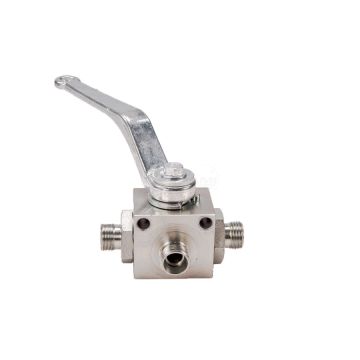 3-way hydraulic ball valve 3/2 M16x1.5 10L with mounting holes 500 bar