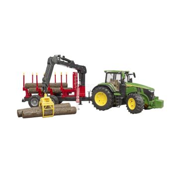 John Deere 7R 350 s prepravním prívesom a 4 kmeňmi stromov Bruder 03154