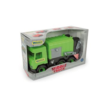 Middle Truck refuse truck green in a carton