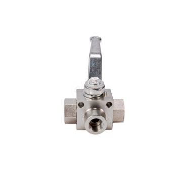 3-way hydraulic ball valve 3/2-3/8"BSP with mounting holes 500 bar