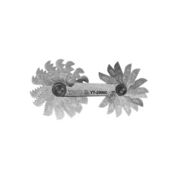 Čelový závitový merací nástroj pre metrické závity 60°, 24 šablóny YATO 025-6,0 mm