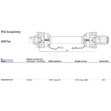 Shaft with SR clutch, AB1, 210 Nm, 1010-1449mm