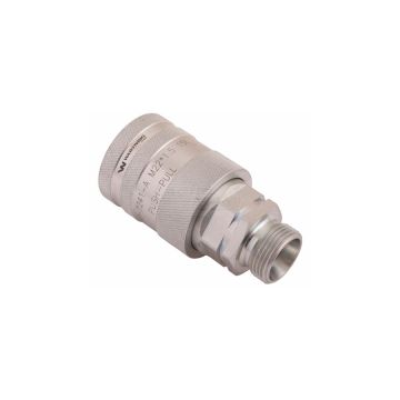 Hydraulische Schnellkupplung, Buchse mit Druckeliminator M22x1,5, Außengewinde EURO PUSH-PULL 9100822G ISO 7241-A WARYŃSKI Waryński