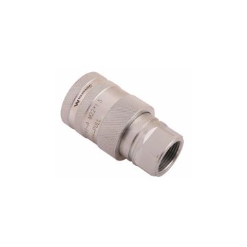 Hydraulic quick connector, socket with pressure eliminator M22x1.5, EURO internal thread