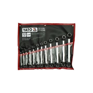 Ohnuté očkové kľúče s leštenou hlavou YATO 6-32 mm 12 ks