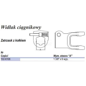 Fourche, B01, goupille QD 1 3/8" Z=6