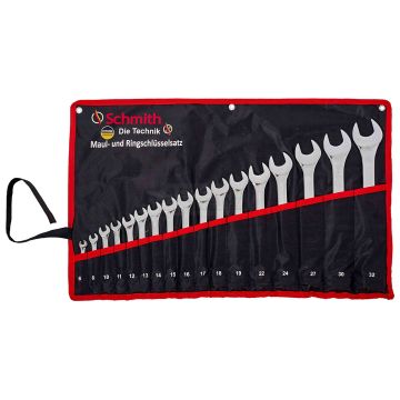 Sada plochých a očkových kľúčov, 17 kusov Schmith
