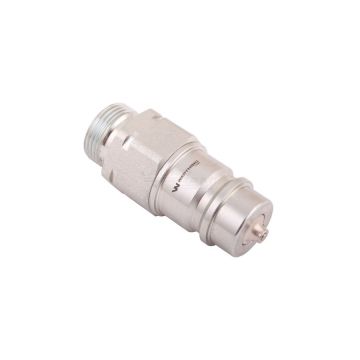Hydraulic quick connector plug with pressure eliminator M22x1.5 external thread EURO