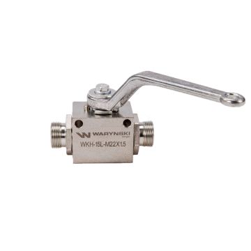 2-way hydraulic ball valve 2/2 M22x1.5 15L with mounting holes 500 bar