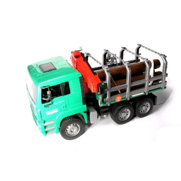 Nákladné auto MAN na prepravu dreva s nakladacím žeriavom a 3 kmeňmi stromov Bruder 02769