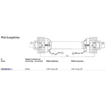 Universal shaft, 270 Nm, 610-850 mm