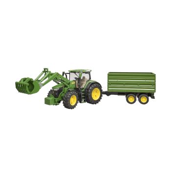 John Deere 7R 350 s čelním nakladačom a prívesom Bruder 03155