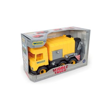 Middle Truck refuse truck yellow in a carton