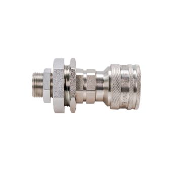 Hydraulic quick connector, long socket with pressure eliminator M22x1.5 external thread EURO