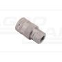 Hydraulic quick connector, socket with internal thread pressure eliminator