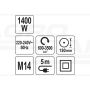 Leštička YATO 1400 W 600-3500 rpm/min M14 180 mm