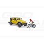 Jeep Wrangler Rubicon s figúrkou cyklistu a horským bicyklom Bruder 02543