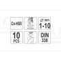CO-HSS Metallbohrer-Set YATO 1-10 mm 10 stk