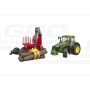 John Deere 7R 350 s prepravním prívesom a 4 kmeňmi stromov Bruder 03154