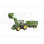 John Deere 7R 350 s čelním nakladačom a prívesom Bruder 03155