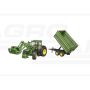 John Deere 7R 350 s čelním nakladačom a prívesom Bruder 03155