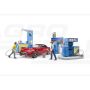 Čerpacia stanica s umyvárkou, autom a figúrkami Bruder 62111