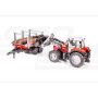 Traktor Massey Ferguson 7480 s čelným nakladačom a prívesom na drevo Bruder 02046