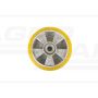 Aluminum-polyurethane wheel with recessed ball bearings