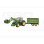 John Deere 7R 350 s čelním nakladačom a prívesom Bruder 03155